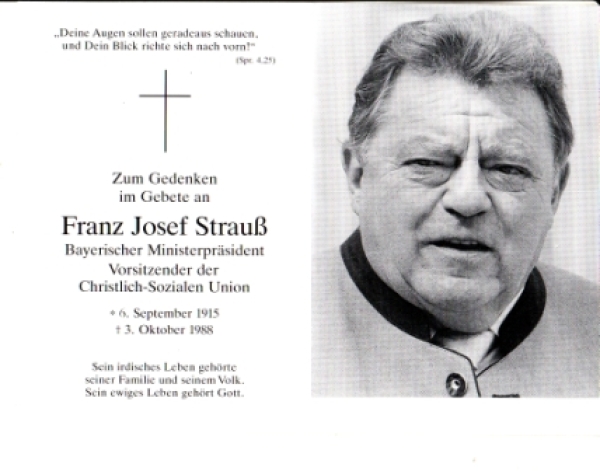 Franz Josef Strauß 1988 98 005 D ** - Persönlichkeiten